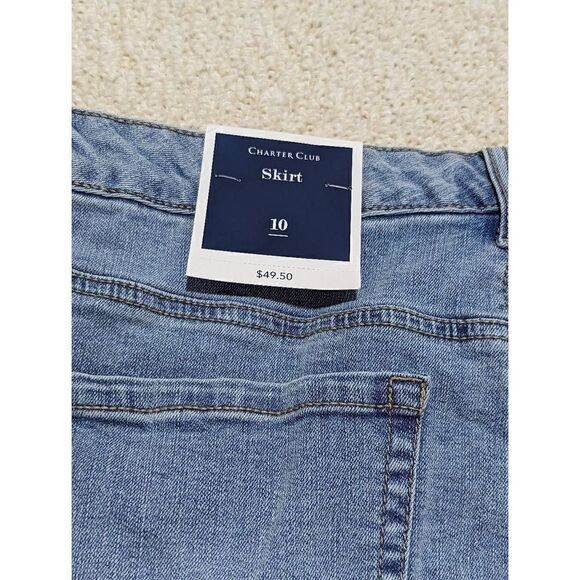 NWT Charter Club Women's Blue Light Washed A-Line Denim Shirt Size 10 - Picture 4 of 6